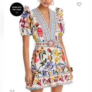 Farm Rio Greek Garden Off-White Mini Dress - Exclusive - Size M NWT